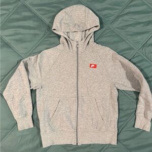 Nike Gray Kids Hoodie with Red Logo